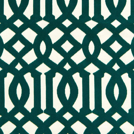 Schumacher Imperial Trellis Velvet Peacock Fabric