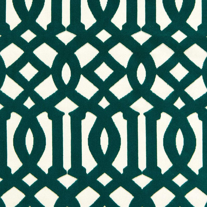 Schumacher Imperial Trellis Velvet Peacock Fabric