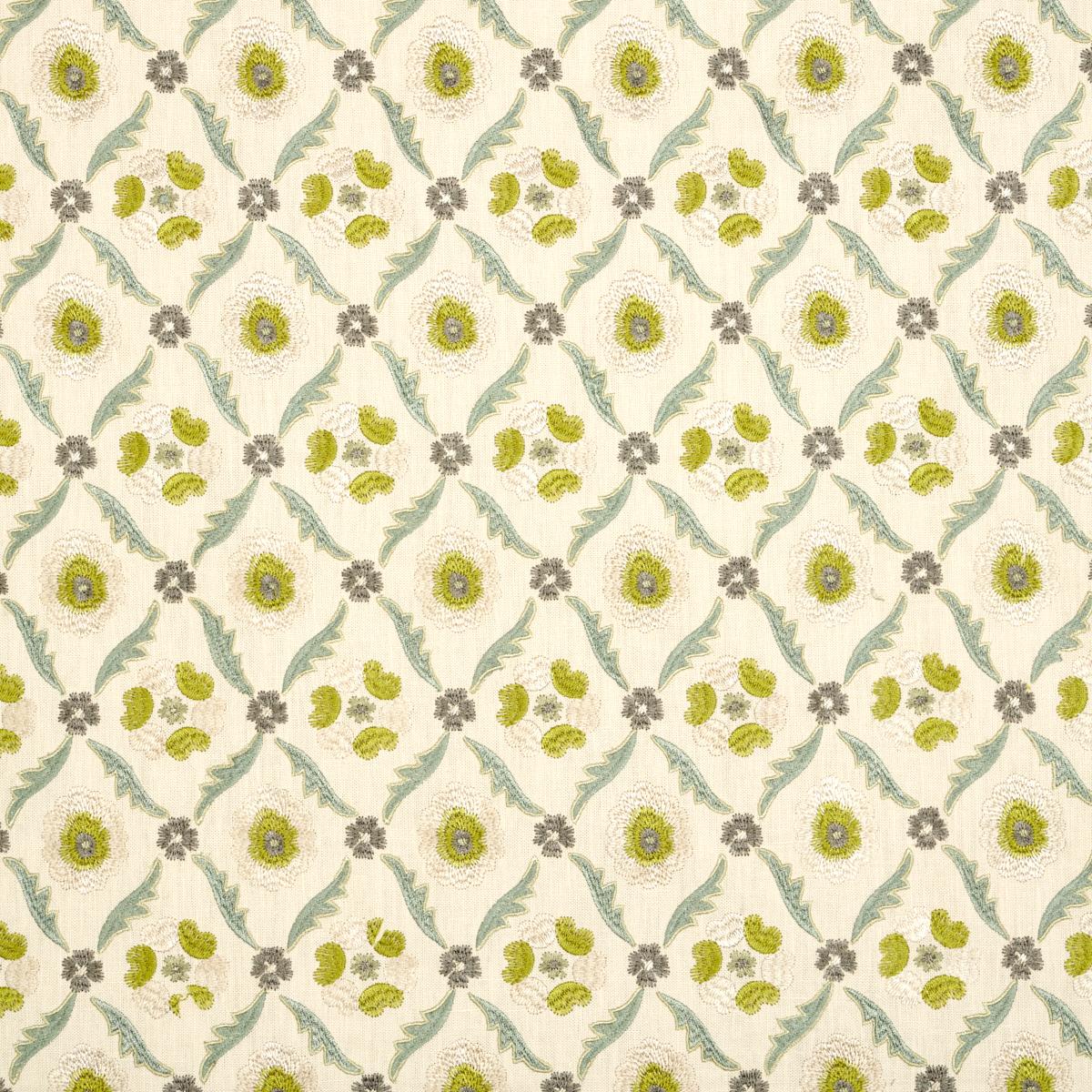 Schumacher Claremont Embroidery Chartreuse Fabric