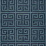Schumacher Greek Key Sisal Peacock Wallpaper