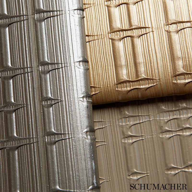 Schumacher Urban Stripe Silvered Taupe Wallpaper