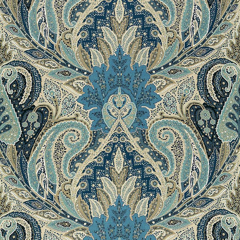 Schumacher Cambay Paisley Print Azure Fabric