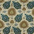 Brunschwig & Fils KASHMIRI LINEN PRINT TEAL BLUE/TAUPE Fabric