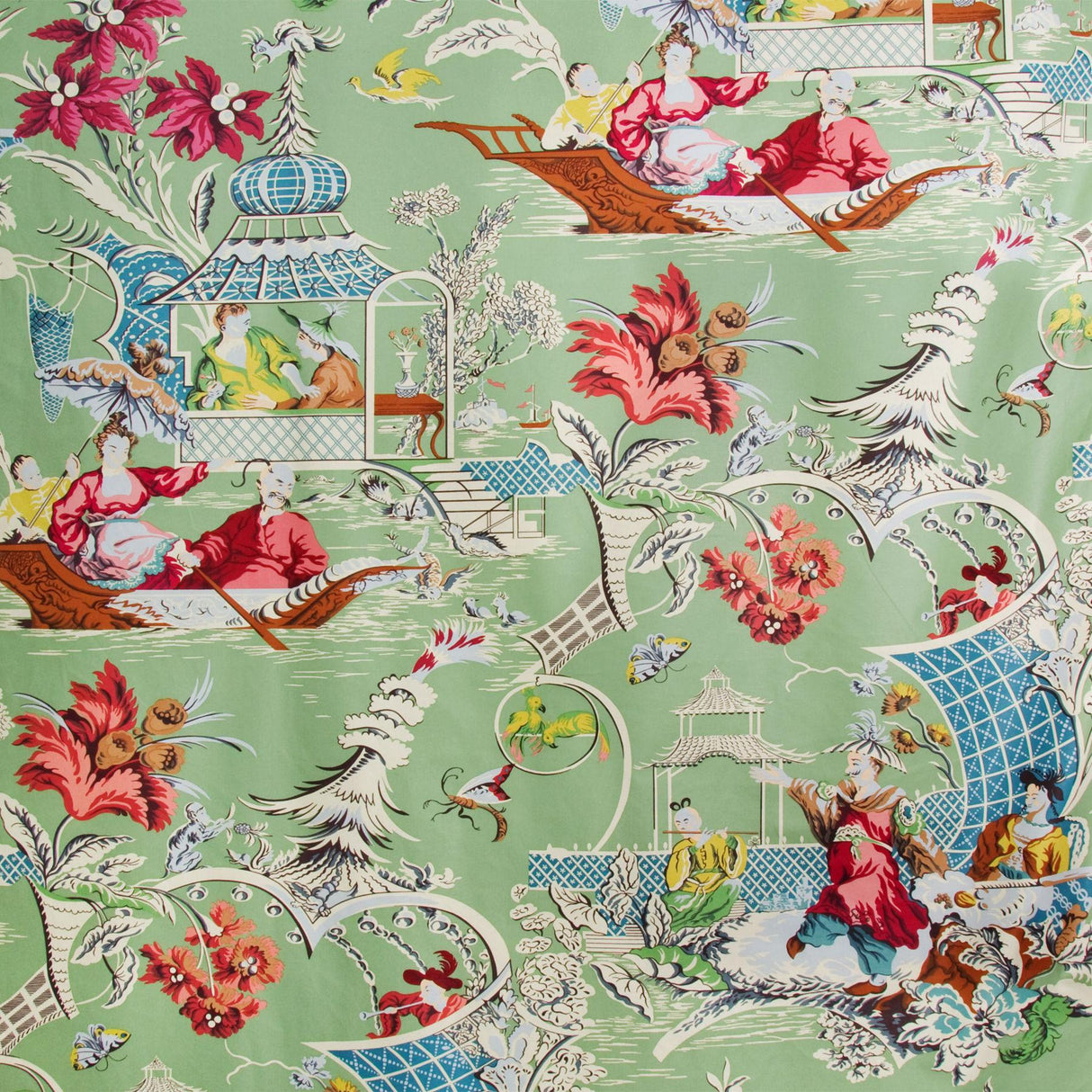 Brunschwig & Fils PILLEMENT GLAZED CHINTZ GREEN Fabric