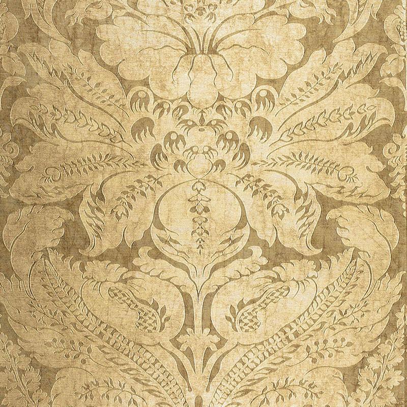 Schumacher Cordwain Damask Gilt Fabric