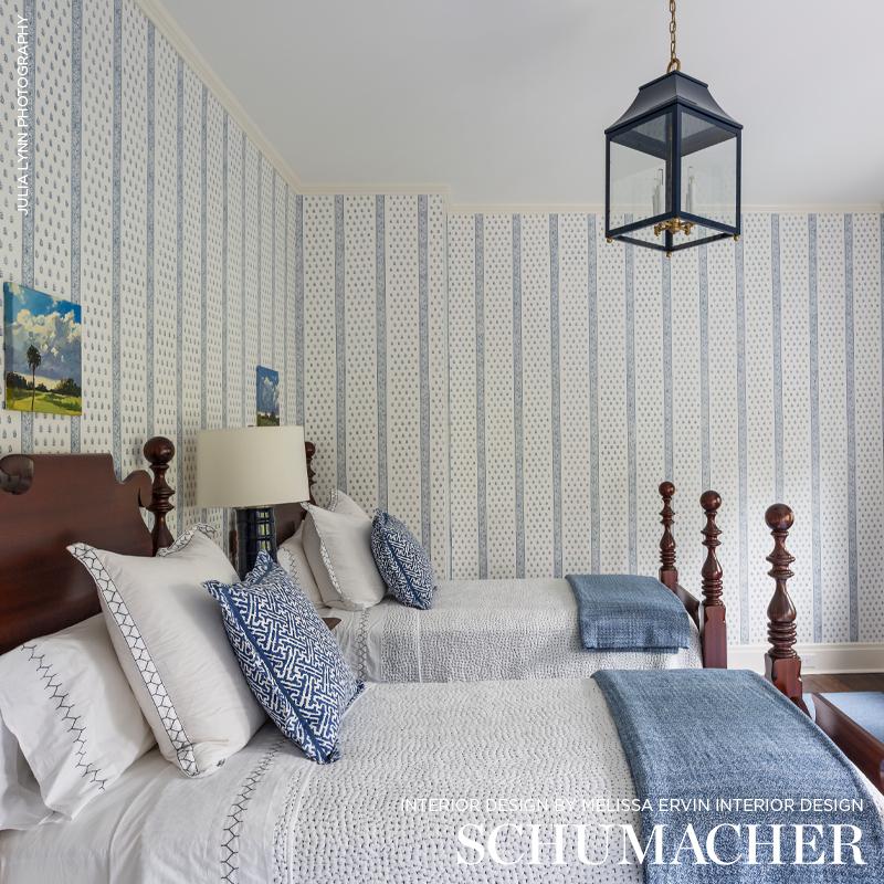 Schumacher Katsura Stripe Delft Wallpaper