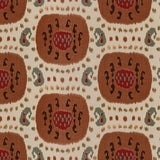 Brunschwig & Fils SAMARKAND COTTON AND LINEN PRINT BROWN ON BEIGE Fabric