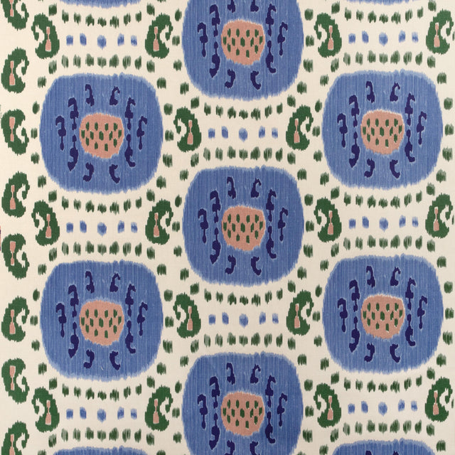 Brunschwig & Fils SAMARKAND COTTON AND LINEN PRINT CANTON BLUE/GREEN Fabric
