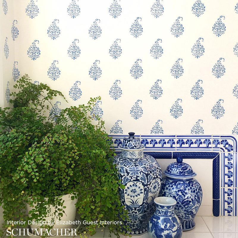 Schumacher Kerala Paisley Delft Wallpaper – DecoratorsBest