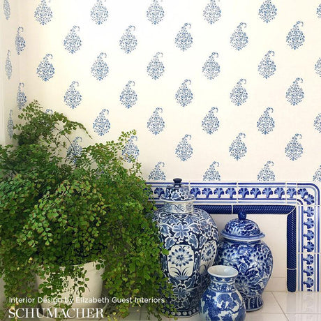 Schumacher Kerala Paisley Delft Wallpaper