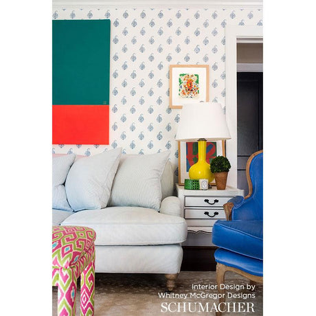 Schumacher Kerala Paisley Delft Wallpaper