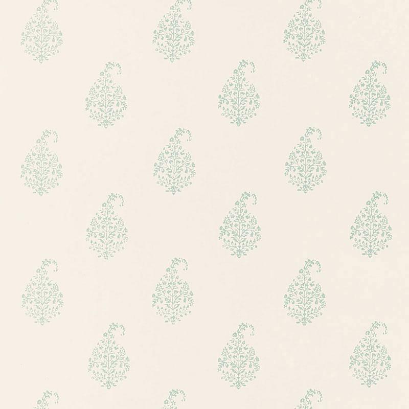 Schumacher Kerala Paisley Water Blue Wallpaper