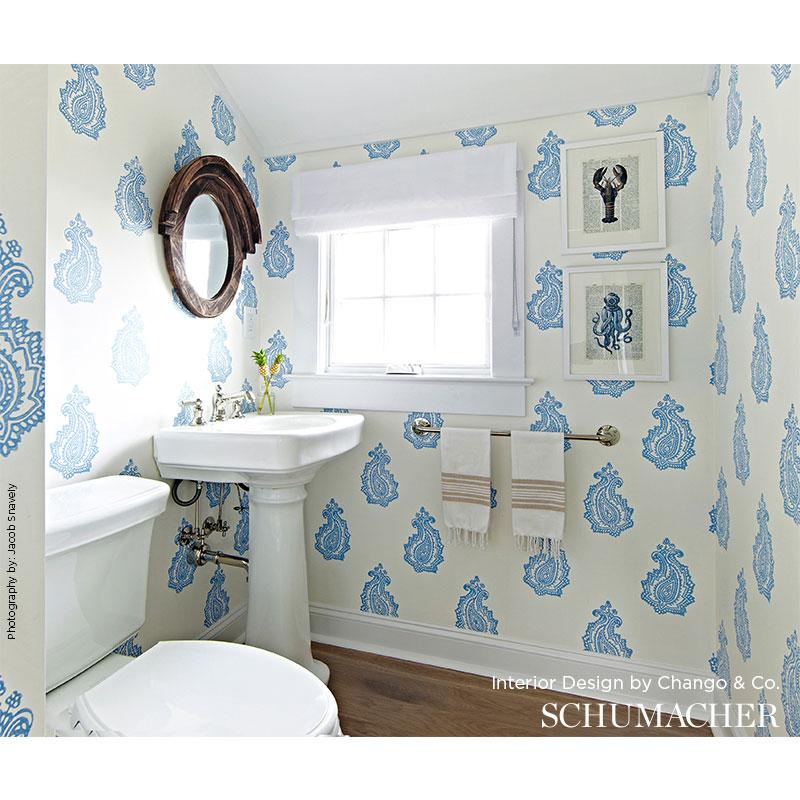 Schumacher Madras Paisley Delft Wallpaper – DecoratorsBest