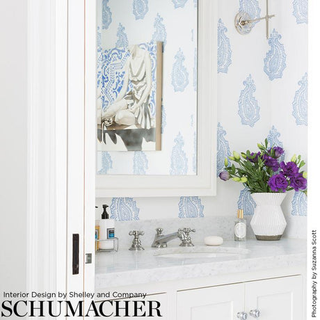 Schumacher Madras Paisley Delft Wallpaper