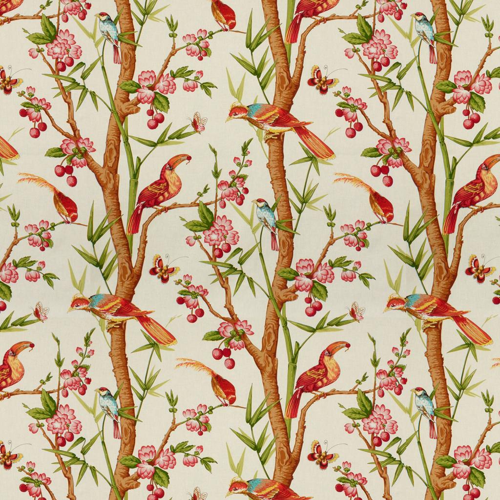 Brunschwig & Fils TOUCANS PINK/ORANGE Fabric
