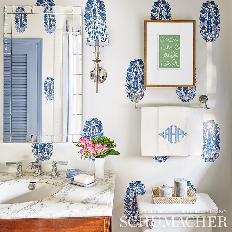 Schumacher Askandra Flower Delft Wallpaper – DecoratorsBest
