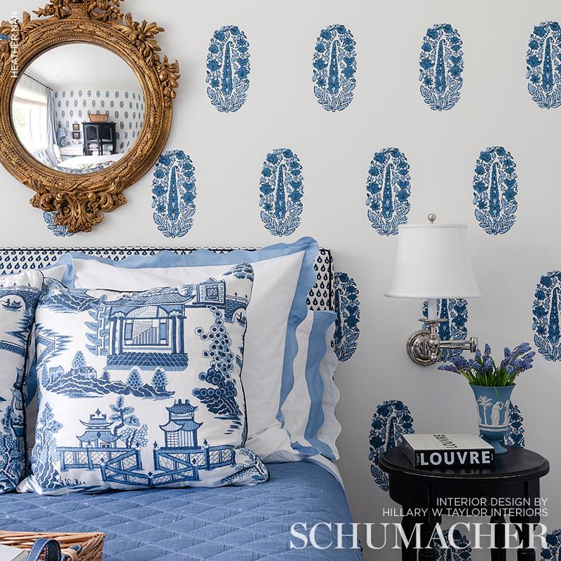 Schumacher Askandra Flower Delft Wallpaper – DecoratorsBest