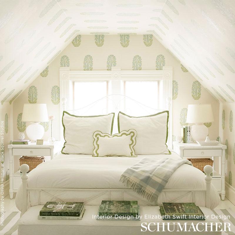 Schumacher Askandra Flower Pear & Water Blue Wallpaper