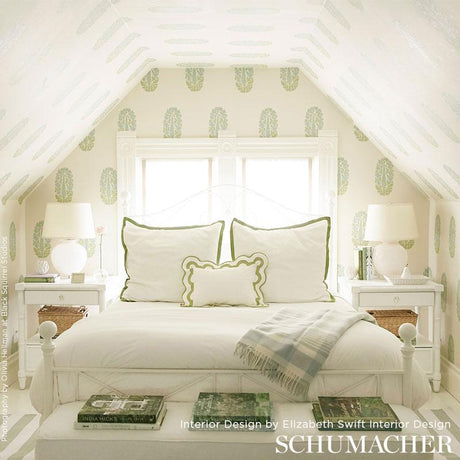 Schumacher Askandra Flower Pear & Water Blue Wallpaper