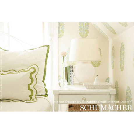 Schumacher Askandra Flower Pear & Water Blue Wallpaper
