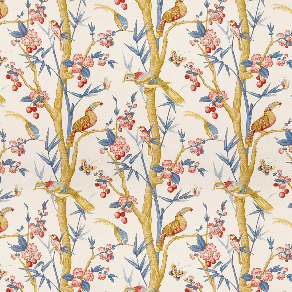 Brunschwig & Fils TOUCANS BERRY/SLATE Fabric