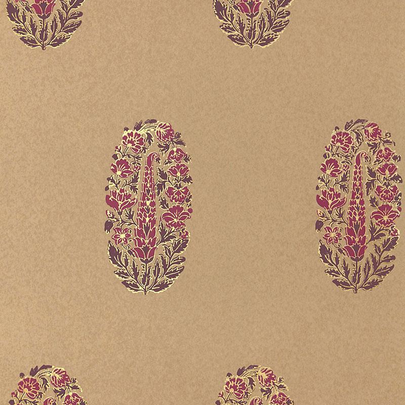 Schumacher Askandra Flower Aubergine & Cerise Wallpaper