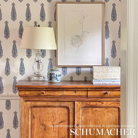 Schumacher Katara Paisley Delft Wallpaper