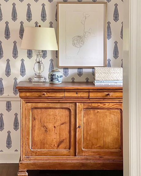 Schumacher Katara Paisley Delft Wallpaper