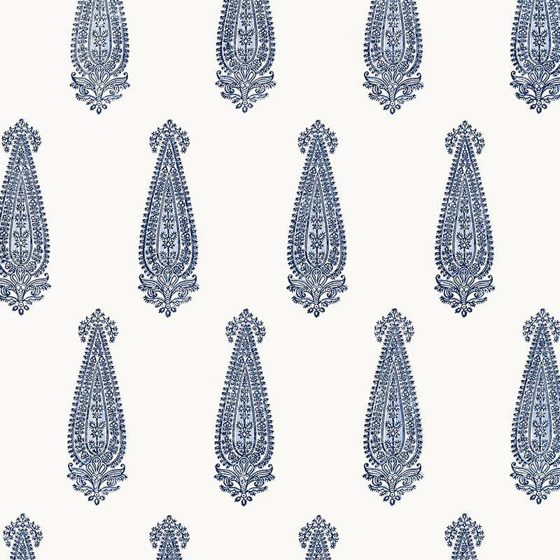 Schumacher Katara Paisley Delft Wallpaper