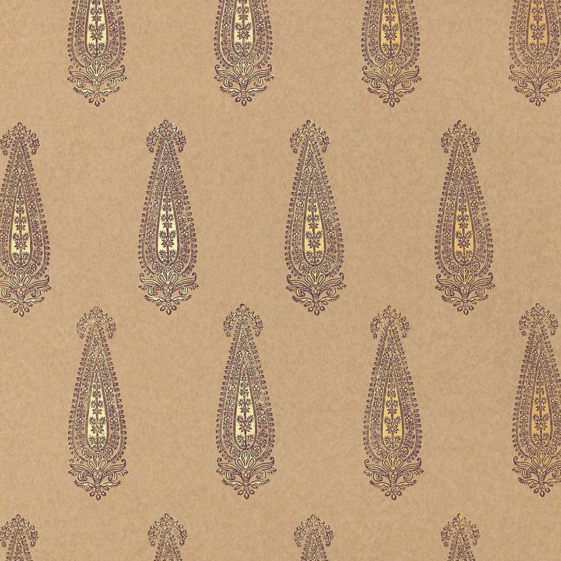 Schumacher Katara Paisley Aubergine & Gilt Wallpaper