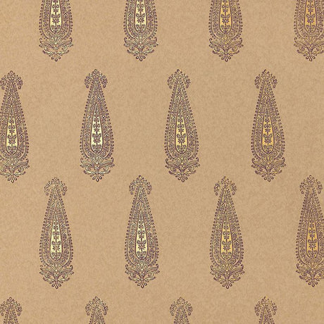 Schumacher Katara Paisley Aubergine & Gilt Wallpaper