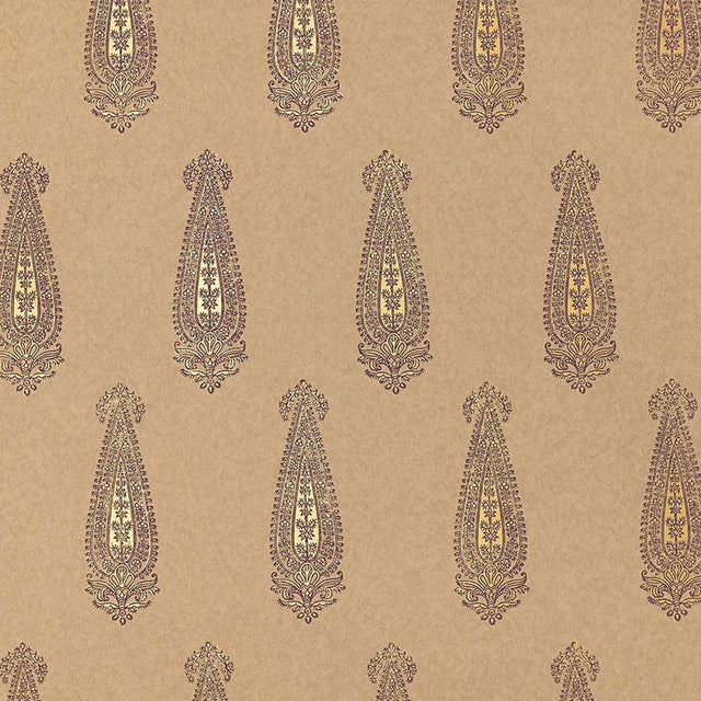 Schumacher Katara Paisley Aubergine & Gilt Wallpaper