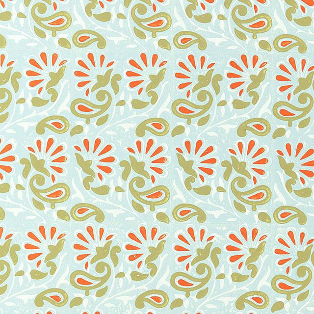 Schumacher Rampura Water Blue Wallpaper