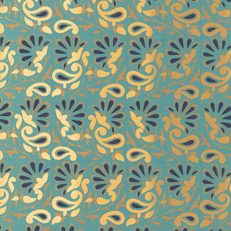 Schumacher Rampura Turquoise Wallpaper
