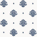 Schumacher Mayla Damask Navy Wallpaper
