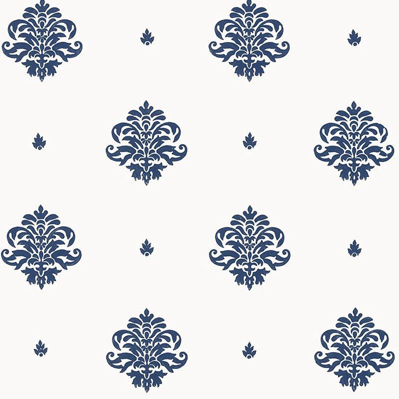 Schumacher Mayla Damask Navy Wallpaper