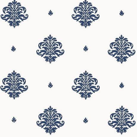 Schumacher Mayla Damask Navy Wallpaper