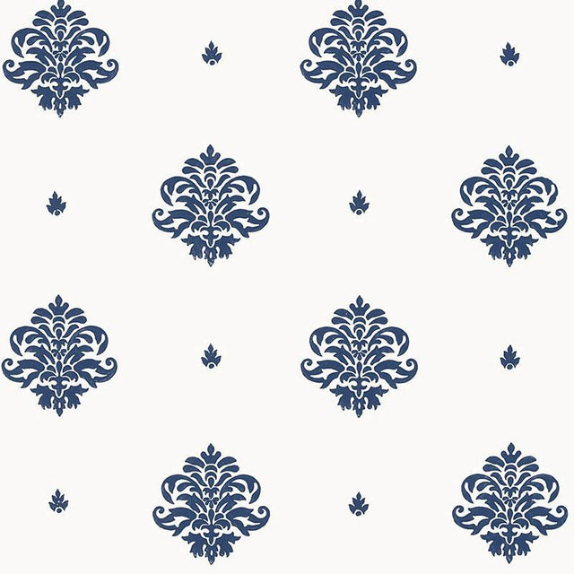 Schumacher Mayla Damask Navy Wallpaper