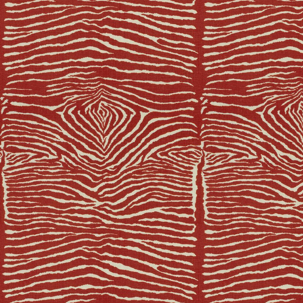 Brunschwig & Fils LE ZEBRE LINEN PRINT RED Fabric