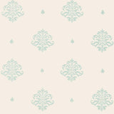 Schumacher Mayla Damask Water Blue Wallpaper