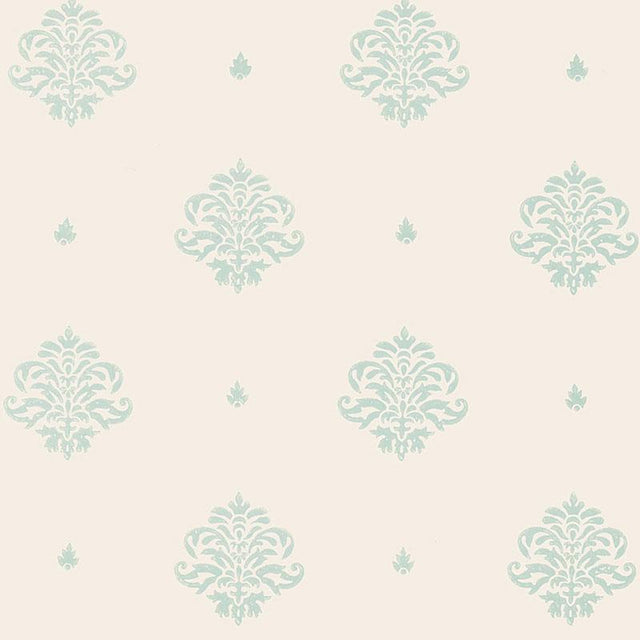 Schumacher Mayla Damask Water Blue Wallpaper