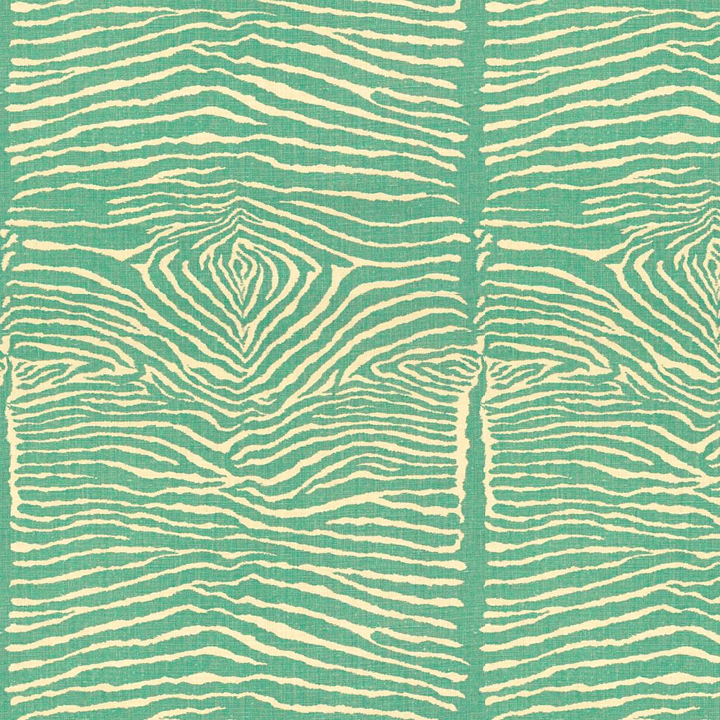 Brunschwig & Fils LE ZEBRE LINEN PRINT AQUA Fabric