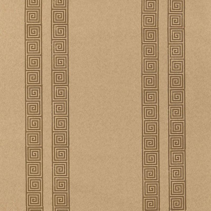 Schumacher Greek Key Stripe Tabac Wallpaper
