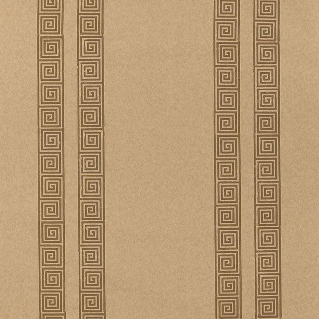 Schumacher Greek Key Stripe Tabac Wallpaper