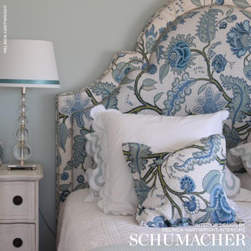 Schumacher Sinhala Linen Print Sky Fabric