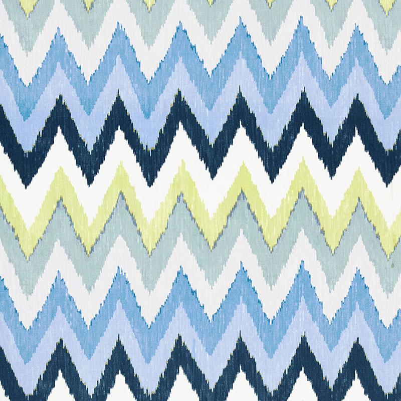 Schumacher Adras Ikat Print Sky Fabric