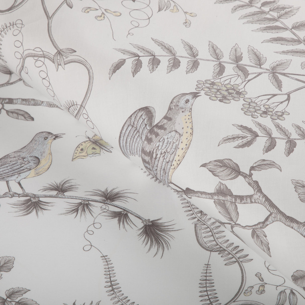 Brunschwig & Fils BIRD AND THISTLE COTTON PRINT GRAY Fabric