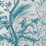 Brunschwig & Fils BIRD AND THISTLE COTTON PRINT AQUA Fabric