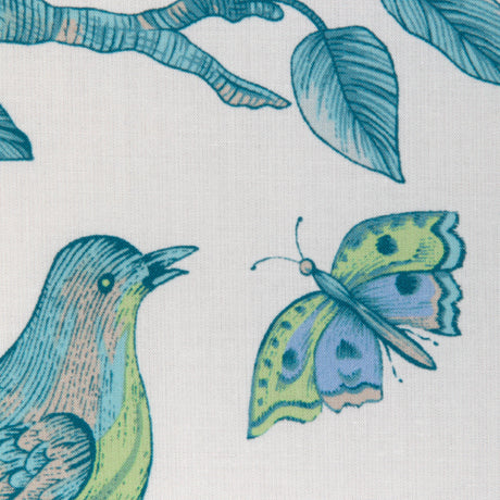 Brunschwig & Fils BIRD AND THISTLE COTTON PRINT AQUA Fabric