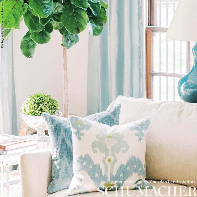 Schumacher Raja Embroidery Sky Fabric